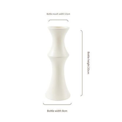 Matte White Ceramic Vase - Unique Bamboo Shape Design (20x8x5.5cm) V888-ELOSUNG26228