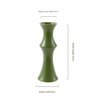 Glossy GreenCeramic Vase - Unique Bamboo-Look Design (20x8x5.5cm) V888-ELOSUNG26229