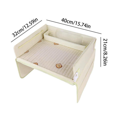 Kids Car Seat Travel Tray - Waterproof Lap Desk with Storage Pockets (Beige Bear - Square) V888-ELOSUNG26232