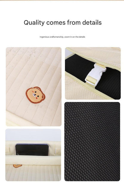 Kids Car Seat Travel Tray - Waterproof Lap Desk with Storage Pockets (Beige Bear - Square) V888-ELOSUNG26232