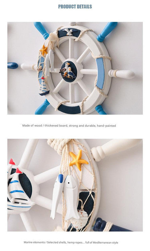 Nautical Wooden Rudder Wall Decor - 34cm Coastal Home Decor Accent (Seabird Rudder) V888-ELOSUNG26256