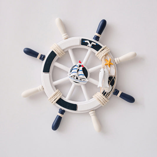 Nautical Wooden Rudder Wall Decor - 34cm Coastal Home Decor Accent (Sailboat Rudder) V888-ELOSUNG26257