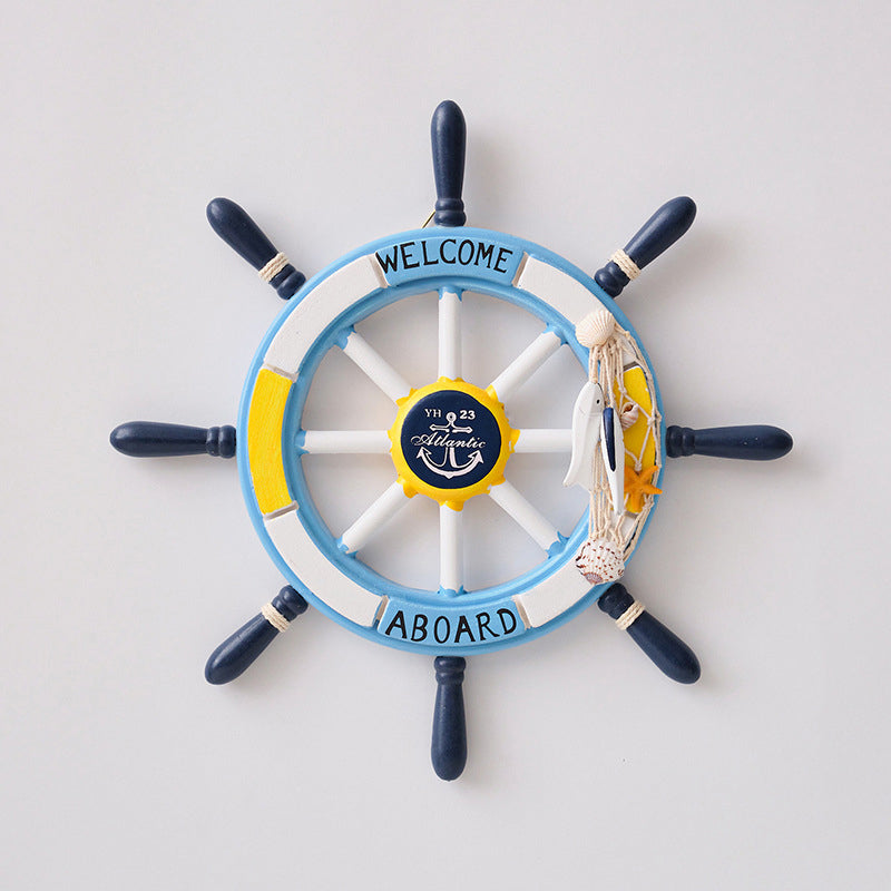Nautical Wooden Rudder Wall Decor - 34cm Coastal Home Decor Accent (Yellow Rudder) V888-ELOSUNG26258