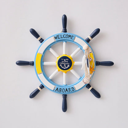Nautical Wooden Rudder Wall Decor - 34cm Coastal Home Decor Accent (Yellow Rudder) V888-ELOSUNG26258