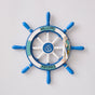 Nautical Wooden Rudder Wall Decor - 34cm Coastal Home Decor Accent (Light blue pull net rudder) V888-ELOSUNG26259
