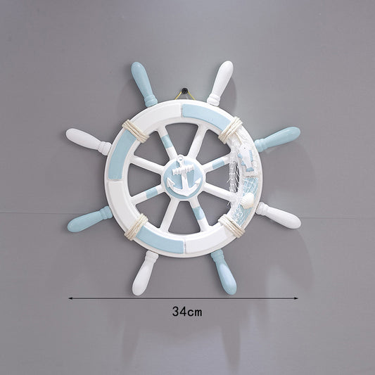 Nautical Wooden Rudder Wall Decor - 34cm Coastal Home Decor Accent (Anchor net rudder) V888-ELOSUNG26261