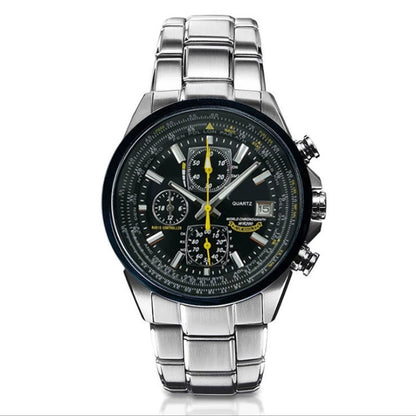 Black Dial Elegant Men's Quartz Chronograph Watch with 42mm Case and Perpetual Calendar V888-ELOSUNG26272