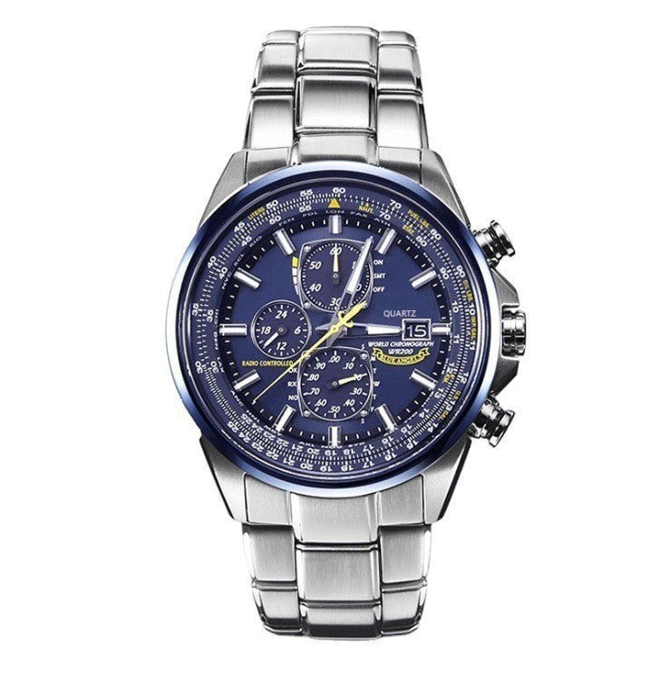 Steel strip blue surface Elegant Men's Quartz Chronograph Watch with 42mm Case and Perpetual Calendar V888-ELOSUNG26273