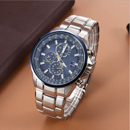 Steel strip blue surface Elegant Men's Quartz Chronograph Watch with 42mm Case and Perpetual Calendar V888-ELOSUNG26273