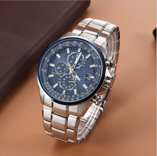 Steel strip blue surface Elegant Men's Quartz Chronograph Watch with 42mm Case and Perpetual Calendar V888-ELOSUNG26273