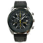 Leather Strap Black Dial Elegant Men's Quartz Chronograph Watch with 42mm Case and Perpetual Calendar V888-ELOSUNG26274