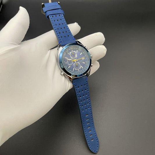 Blue leather strap Elegant Men's Quartz Chronograph Watch with 42mm Case and Perpetual Calendar V888-ELOSUNG26275