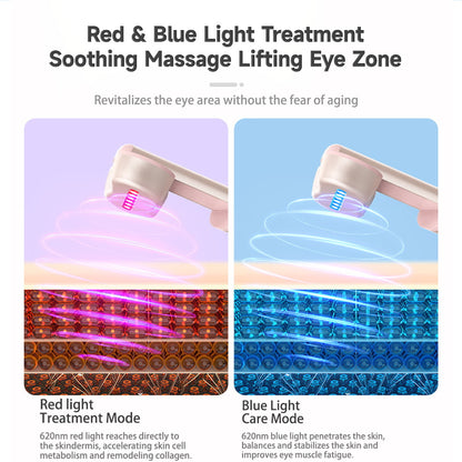 Rose Gold Electric Eye Massager Pen with Red & Blue Light Therapy - Heated Vibration Wand V888-ELOSUNG26283