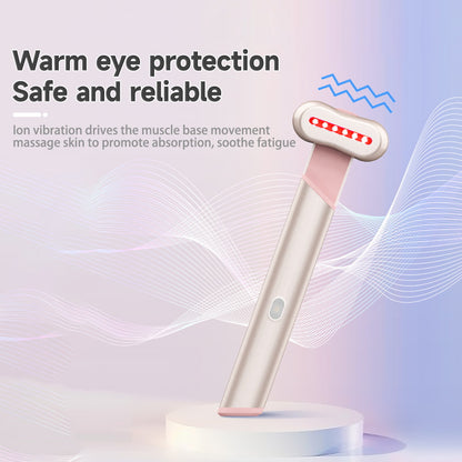 Rose Gold Electric Eye Massager Pen with Red & Blue Light Therapy - Heated Vibration Wand V888-ELOSUNG26283