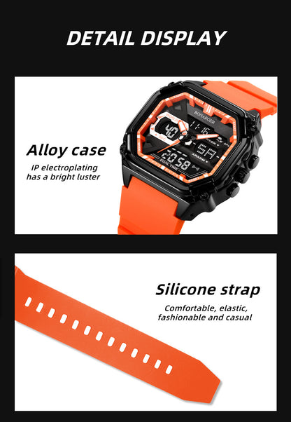 Black Men's Dual Display Watch - Dual Time Digital Analog Waterproof Sports Watch V888-ELOSUNG26287