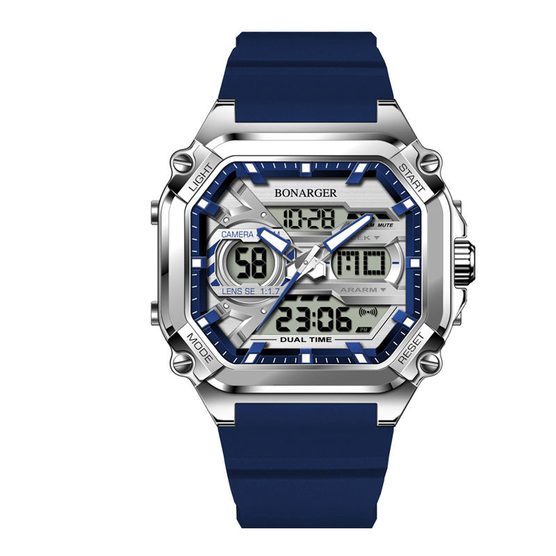 Blue Men's Dual Display Watch - Dual Time Digital Analog Waterproof Sports Watch V888-ELOSUNG26289