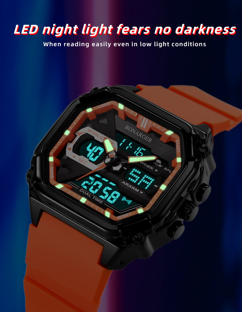 Blue Men's Dual Display Watch - Dual Time Digital Analog Waterproof Sports Watch V888-ELOSUNG26289