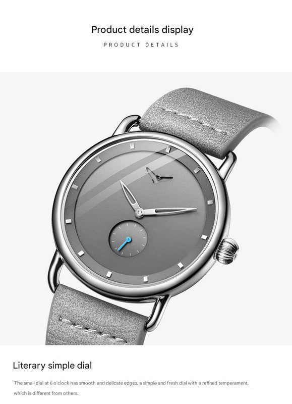 Silver Elegant Men's Watch with Leather Band - Small Seconds, Onion Crown Detail V888-ELOSUNG26299