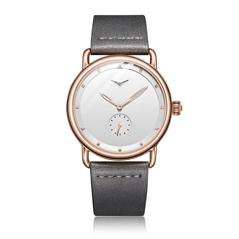 Rose shell white flour Elegant Men's Watch with Leather Band - Small Seconds, Onion Crown Detail V888-ELOSUNG26302
