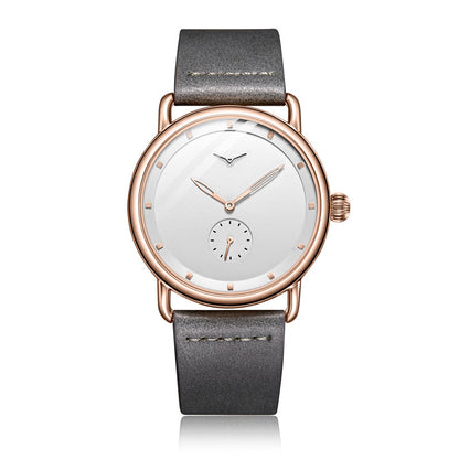 Rose shell white flour Elegant Men's Watch with Leather Band - Small Seconds, Onion Crown Detail V888-ELOSUNG26302