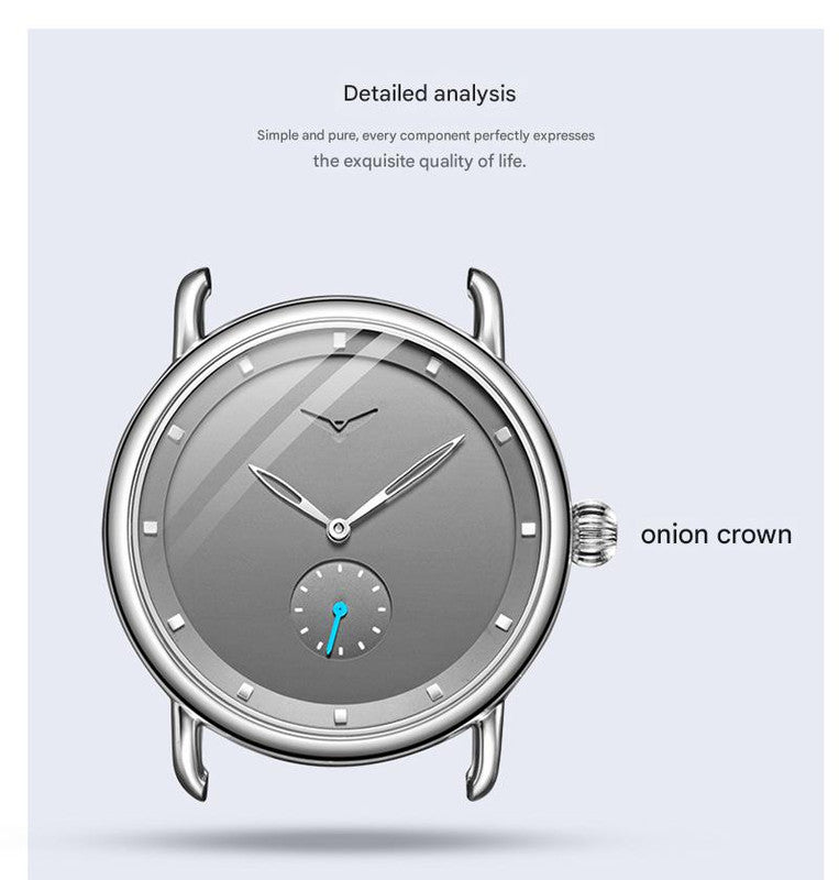 Rose shell white flour Elegant Men's Watch with Leather Band - Small Seconds, Onion Crown Detail V888-ELOSUNG26302