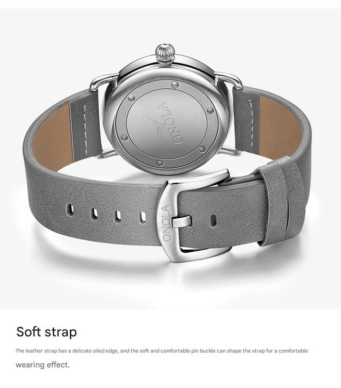 Rose shell white flour Elegant Men's Watch with Leather Band - Small Seconds, Onion Crown Detail V888-ELOSUNG26302