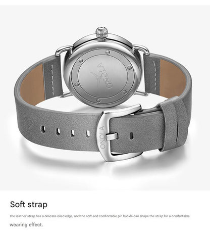 Brown belt black surface Elegant Men's Watch with Leather Band - Small Seconds, Onion Crown Detail V888-ELOSUNG26303