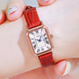 Rose gold case, white plate, red belt Ladies Quartz Watch - Classic Rectangular, Leather Band V888-ELOSUNG26308