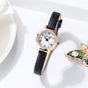 Rose shell white plate black belt Delicate Women's Watch - 20mm Roman Numeral Dial, Leather Strap V888-ELOSUNG26313