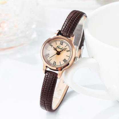 Coffee shell coffee tray coffee belt Delicate Women's Watch - 20mm Roman Numeral Dial, Leather Strap V888-ELOSUNG26314
