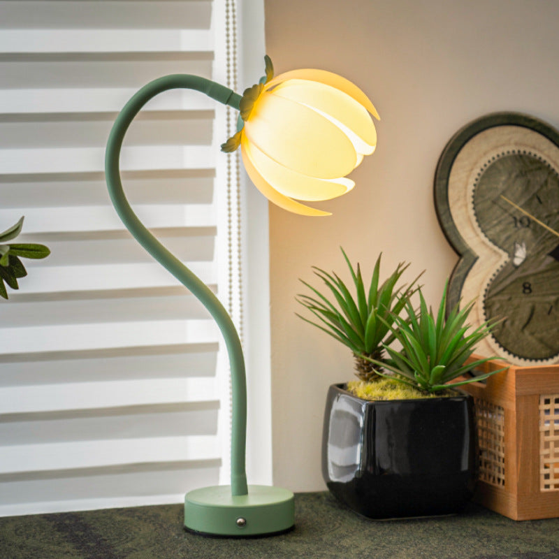 Green LED Tulip Desk Lamp - Flexible Gooseneck, Decorative Flower Table Light V888-ELOSUNG26321