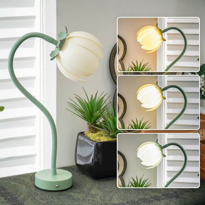 Green LED Tulip Desk Lamp - Flexible Gooseneck, Decorative Flower Table Light V888-ELOSUNG26321