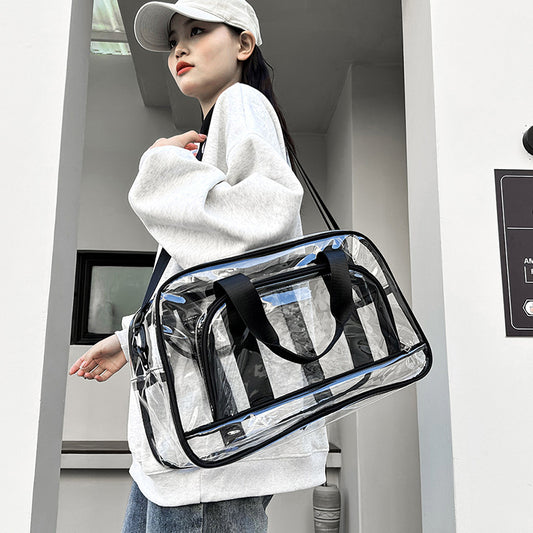 Black transparent Multi-Purpose Clear PVC Bag - Travel, Fitness, Storage Tote (42x26x15cm) V888-ELOSUNG26323