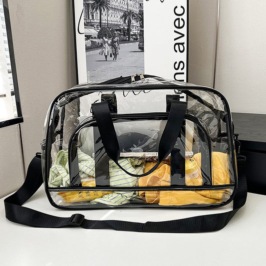 Black transparent Multi-Purpose Clear PVC Bag - Travel, Fitness, Storage Tote (42x26x15cm) V888-ELOSUNG26323