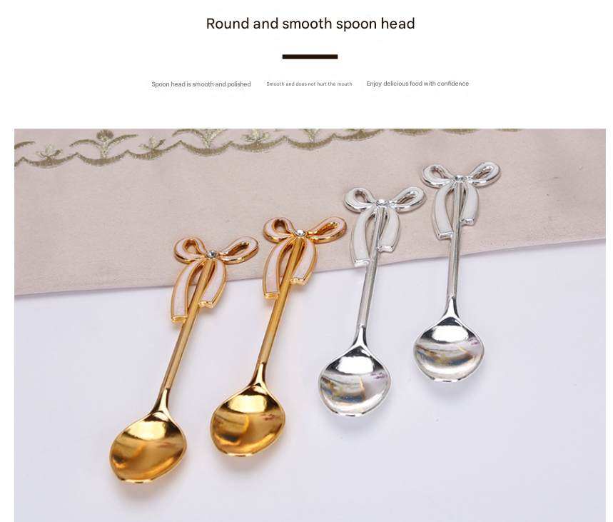 Elegant Swan Base Spoon Holder Set with 6 Coffee/Dessert Spoons(Gold and white spoon) V888-ELOSUNG26337