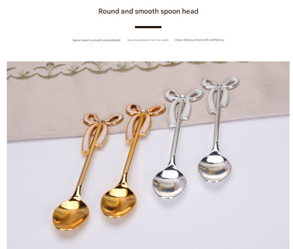 Elegant Swan Base Spoon Holder Set with 6 Coffee/Dessert Spoons(Gold and white spoon) V888-ELOSUNG26337