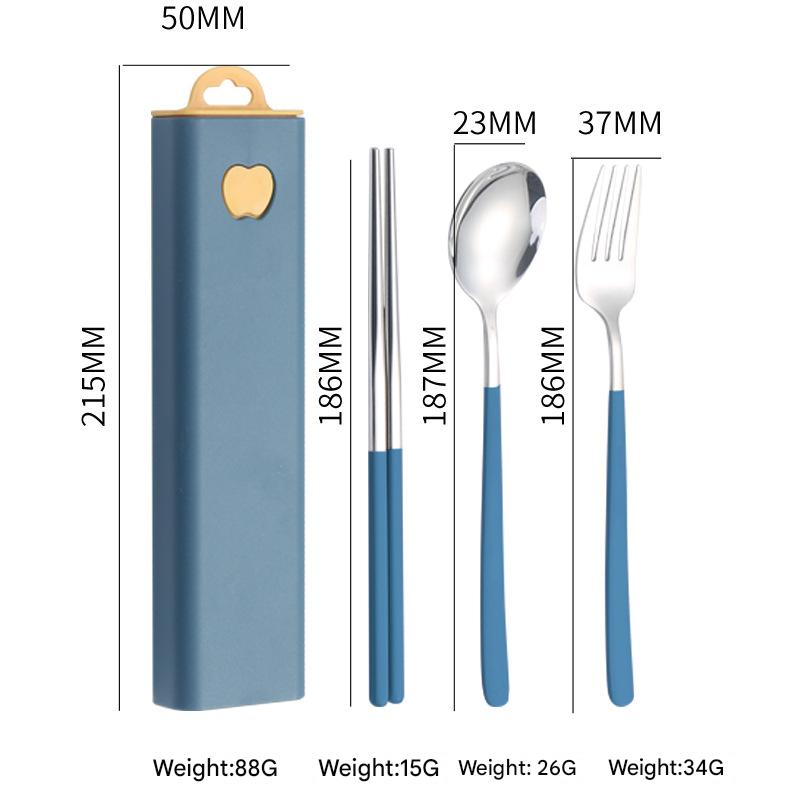 2 - pcs Dark blue Reusable Travel Utensil Set with Case - 304 Stainless Steel Spoon, Fork & Chopsticks V888-ELOSUNG26341