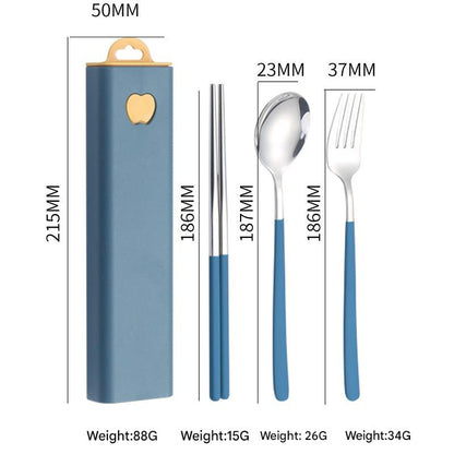 2 - pcs Dark blue Reusable Travel Utensil Set with Case - 304 Stainless Steel Spoon, Fork & Chopsticks V888-ELOSUNG26341