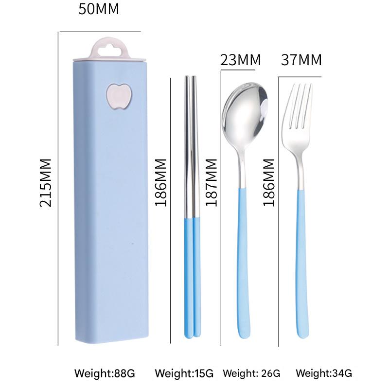 2 - pcs Light blue Reusable Travel Utensil Set with Case - 304 Stainless Steel Spoon, Fork & Chopsticks V888-ELOSUNG26342