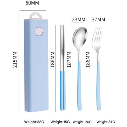 2 - pcs Light blue Reusable Travel Utensil Set with Case - 304 Stainless Steel Spoon, Fork & Chopsticks V888-ELOSUNG26342