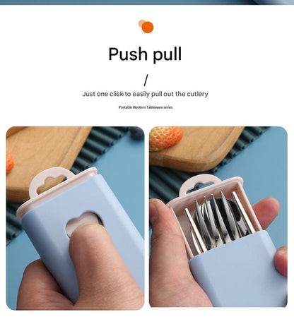 2 - pcs Green Reusable Travel Utensil Set with Case - 304 Stainless Steel Spoon, Fork & Chopsticks V888-ELOSUNG26344