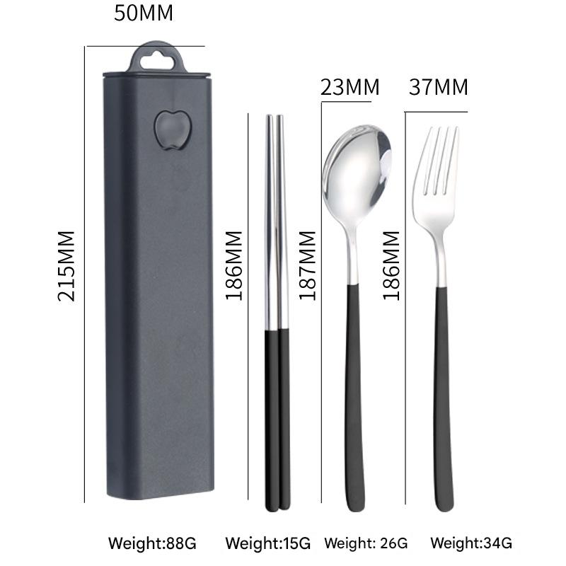 2 - pcs Black Reusable Travel Utensil Set with Case - 304 Stainless Steel Spoon, Fork & Chopsticks V888-ELOSUNG26345