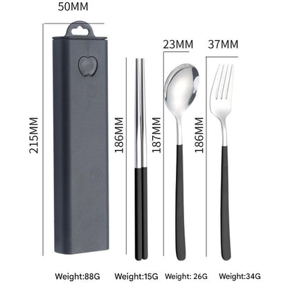 2 - pcs Black Reusable Travel Utensil Set with Case - 304 Stainless Steel Spoon, Fork & Chopsticks V888-ELOSUNG26345