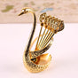 Gold Elegant Swan Cutlery Holder Set with 6 Dessert Spoons V888-ELOSUNG26347