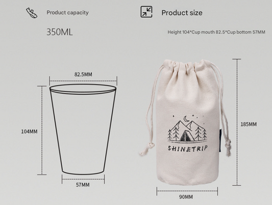 Color Mixing 304 Stainless Steel Camping Cup - 350ml Outdoor Drinkware(Set of 4 with Bag) V888-ELOSUNG26366