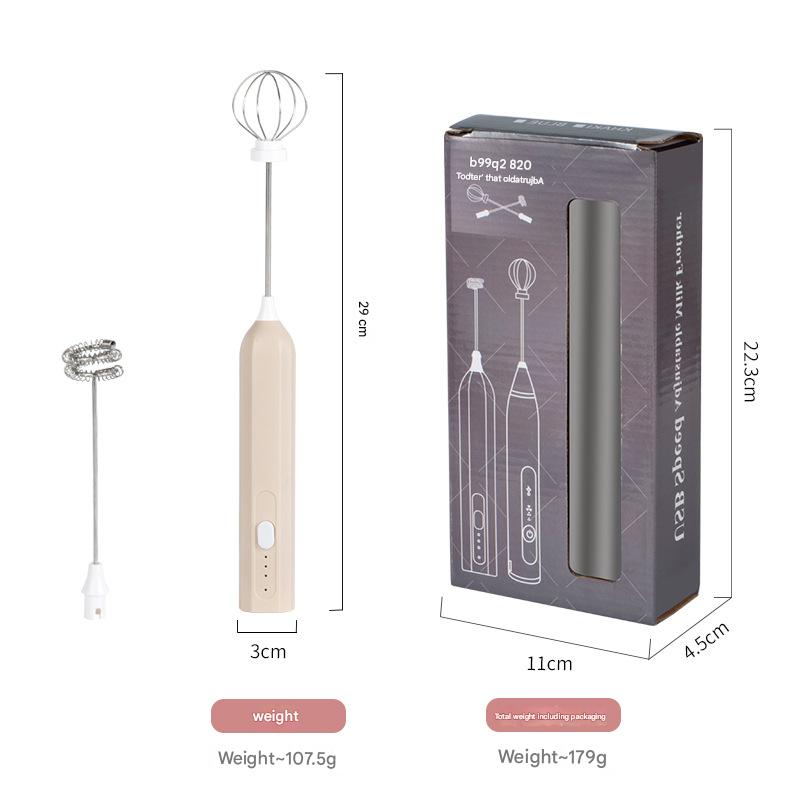 Apricot Mini Hand Mixer with Frother & Balloon Whisk Heads - Rechargeable Kitchen Tool V888-ELOSUNG26368