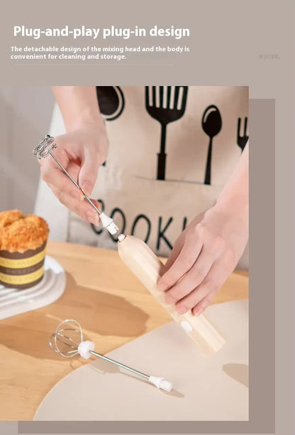 Apricot Mini Hand Mixer with Frother & Balloon Whisk Heads - Rechargeable Kitchen Tool V888-ELOSUNG26368
