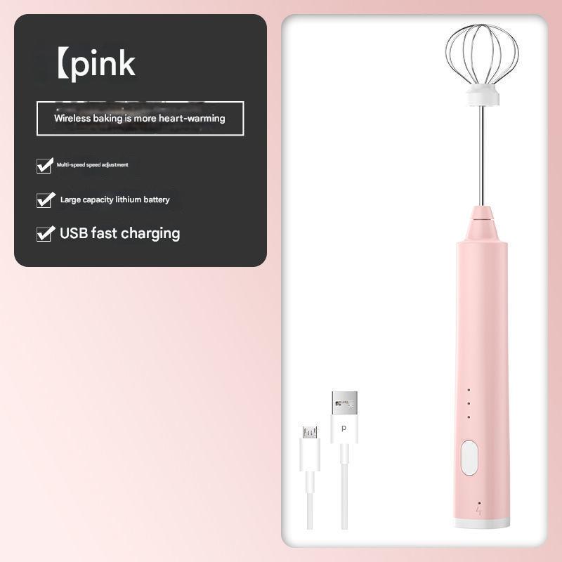 Pink Cordless Egg Beater & Cream Whipper - USB Powered Hand Mixer(Balloon Head) V888-ELOSUNG26378