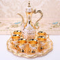 Elegant Gold Metal Serving Set - Decanter, 6 Cups, Tray (White Gold) V888-ELOSUNG26379