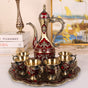 Elegant Gold Metal Serving Set - Decanter, 6 Cups, Tray (Copper+Red) V888-ELOSUNG26383